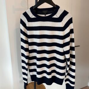 Rag & Bone Cashmere Navy and White Striped Sweater